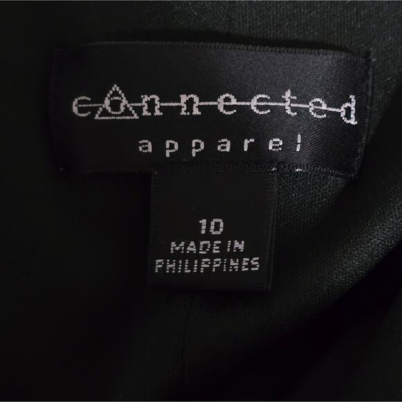 Connected Apparel Green Ivory Polka Dot Stretch Sheath Drape Neck Dress Size 10 - Picture 9 of 9